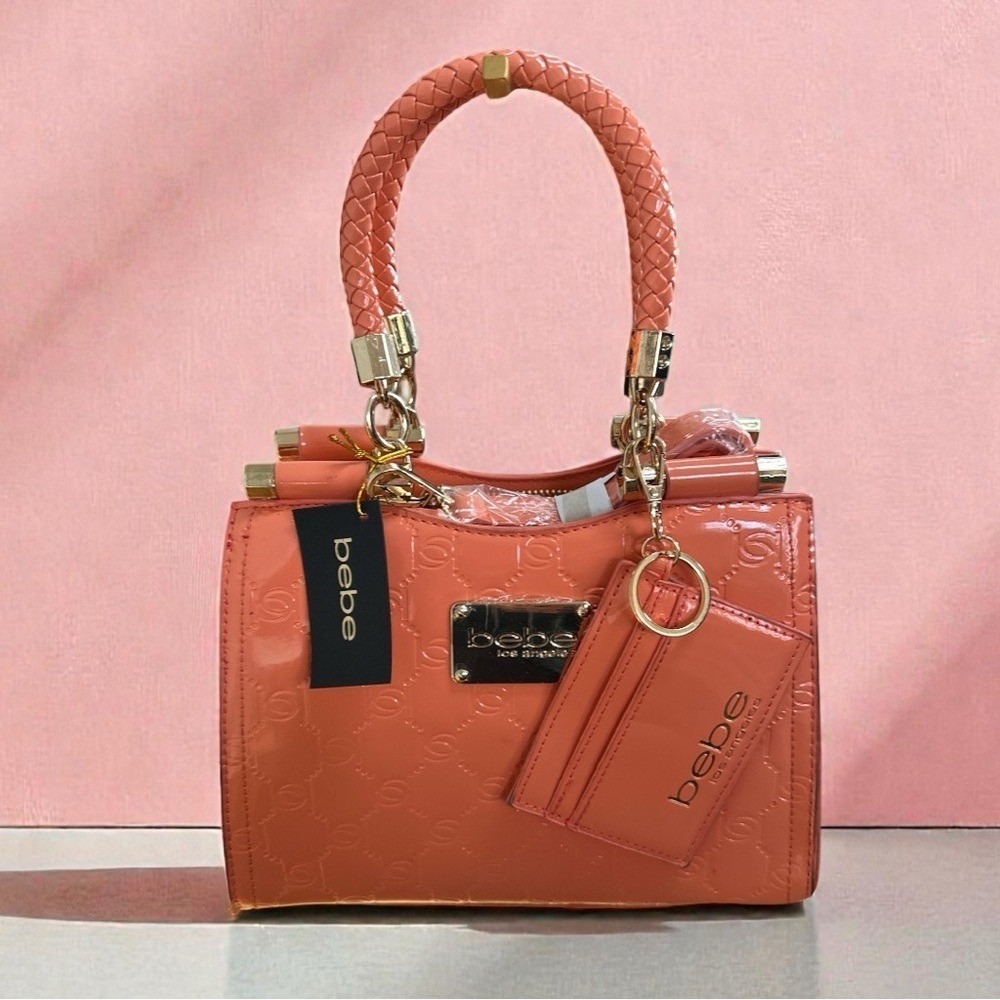 NWT. Bebe Peach Top Handle Crossbody with Card‎ Holder